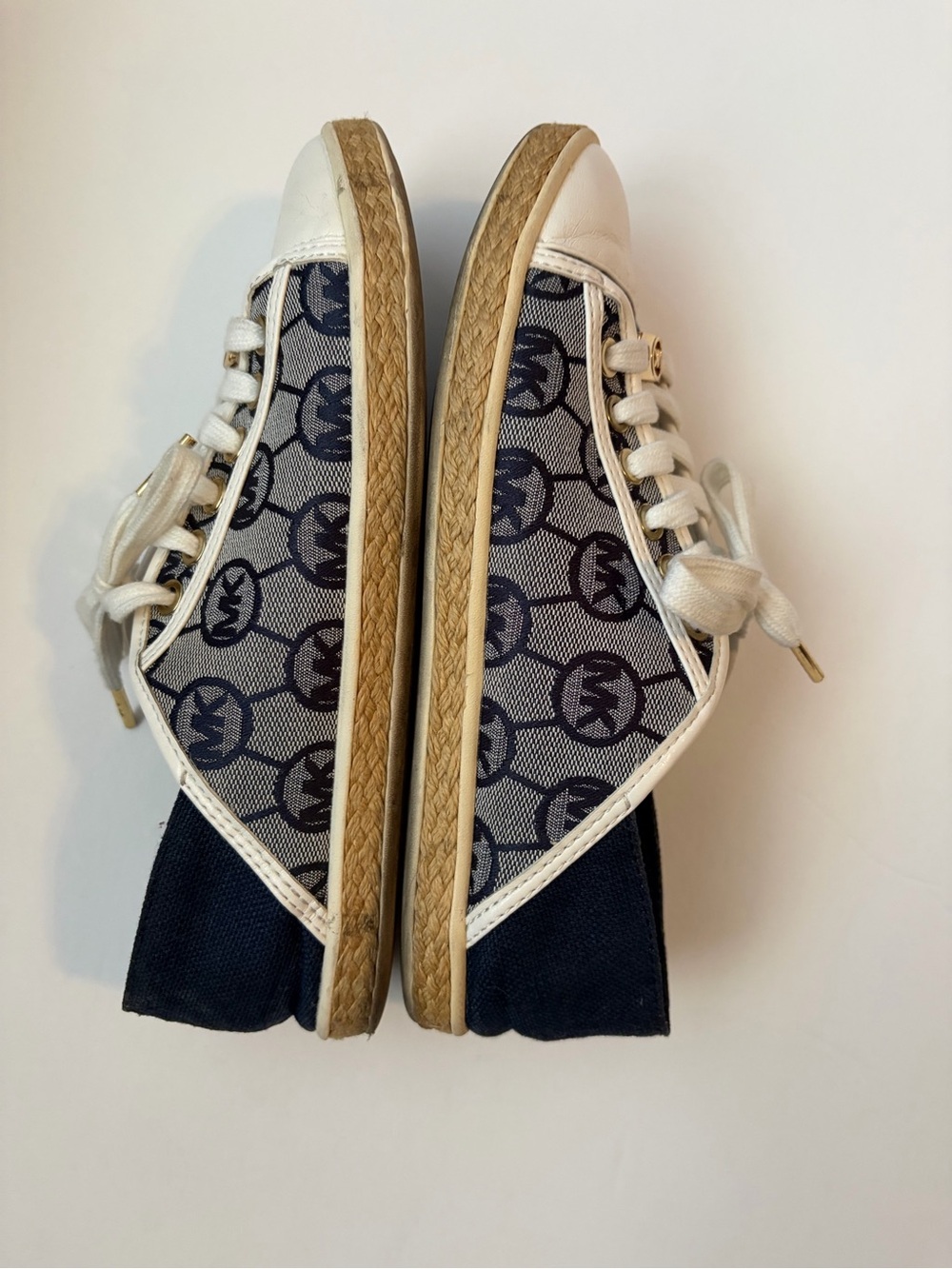 Michael Kors Kristy Slide Monogram Jacquard Ivory Denim Women’s Size 6 - Picture 5 of 11